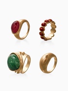 Набор колец «Новый стиль. Винтаж», 4 шт. размер МИКС, зелено-коричневый в золоте - фото 68180550