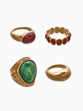 Набор колец «Новый стиль. Винтаж», 4 шт. размер МИКС, зелено-коричневый в золоте  (артикул 10937119)  большой выбор товаров оптом и в розницу по низким ценам с доставкой