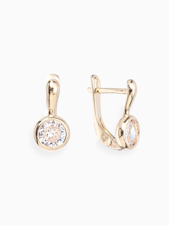 Серьги детские «Выбражулька. Как у мамы», стразик, белые в золоте - Фото 1