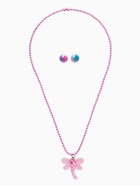 Набор детских украшений «Выбражулька. Стрекоза», 2 предмета: кулон, пусеты, розовый - фото 68180597