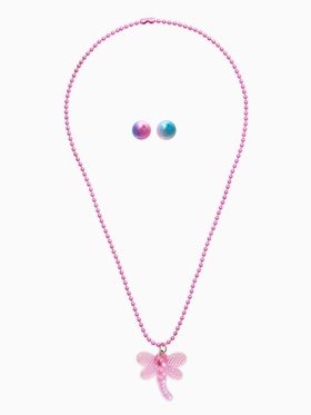 Набор детских украшений «Выбражулька. Стрекоза», 2 предмета: кулон, пусеты, розовый