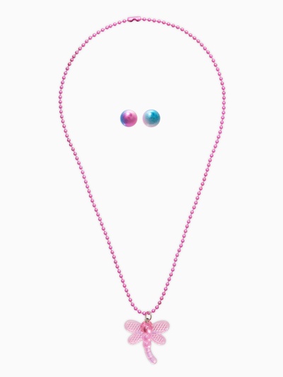 Набор детских украшений «Выбражулька. Стрекоза», 2 предмета: кулон, пусеты, розовый