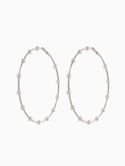 Серьги-кольца «Жемчуг», d=10 см, №6, белые в серебре - фото 68180614