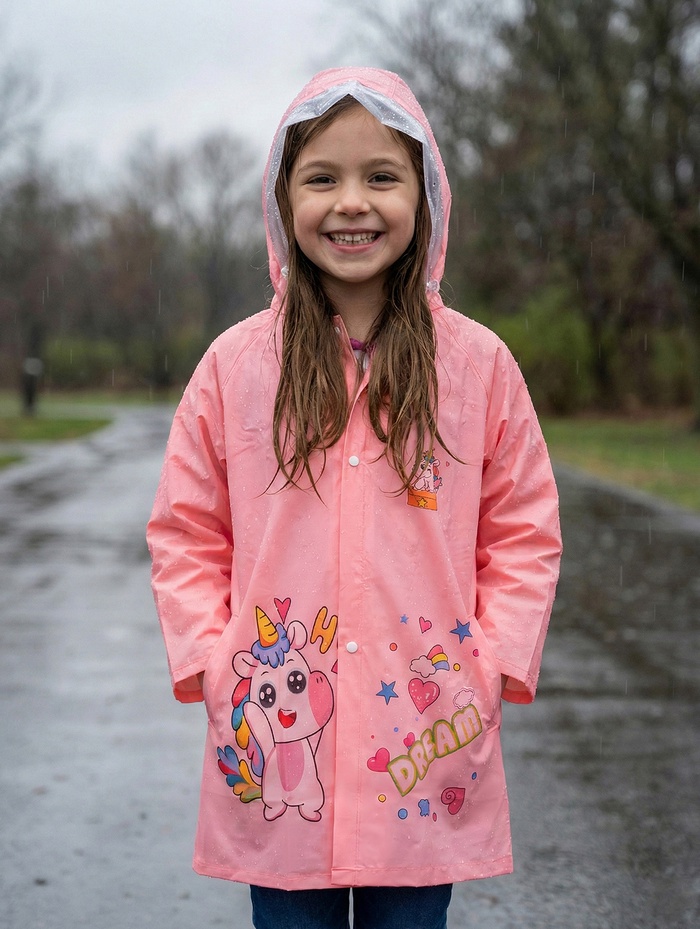Дождевик детский, рост 100-110, розовый - Фото 1