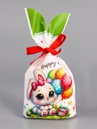 Пакет полиэтиленовый подарочный с ушками «Зайчата», 13?23±1 см (комплект 50 шт) - фото 68180639