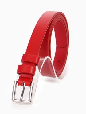 Ремень женский, 1 прокол, пряжка металл, красный