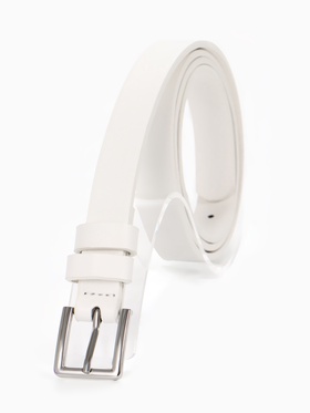 Ремень женский, 1 прокол, пряжка металл, белый