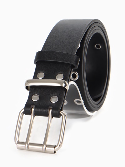 Ремень женский, 3.5×105 см, с люверсами, пряжка металл, чёрный