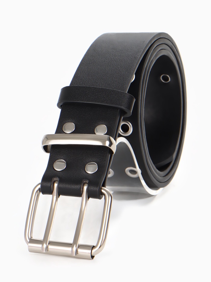 Ремень женский, 3.5×105 см, с люверсами, пряжка металл, чёрный - Фото 1