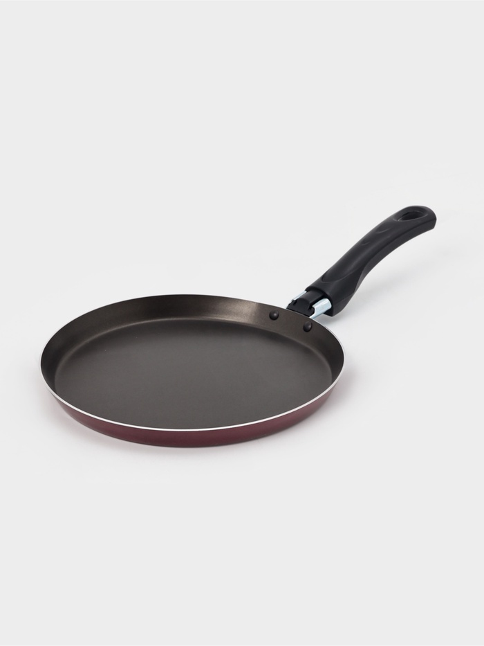 УЦЕНКА Сковорода блинная Доляна Promo, d=22 см, пластиковая ручка, антипригарное покрытие, алюминий, бордовая - Фото 1