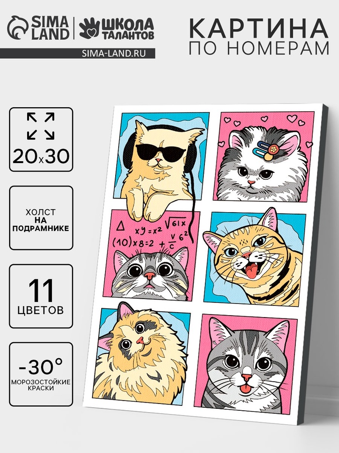 Картина по номерам «Смешные котики», 20×30 см
