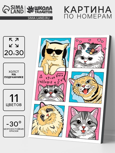 Картина по номерам «Смешные котики», 20×30 см