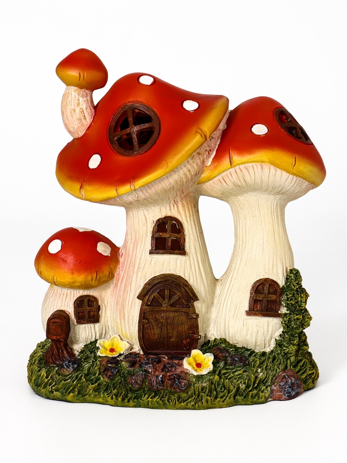 Садовый фонарь «Грибной дом», 20×10×16 см, полистоун - Фото 1