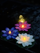 Садовый светильник для водоёмов «Лотос», 10×13×15 см, на батарейке, фиолетовый 10933411