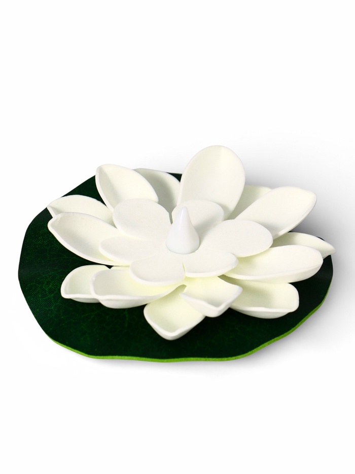 Садовый светильник для водоёмов «Лотос», 10×13×15 см, на батарейке, белый - Фото 1