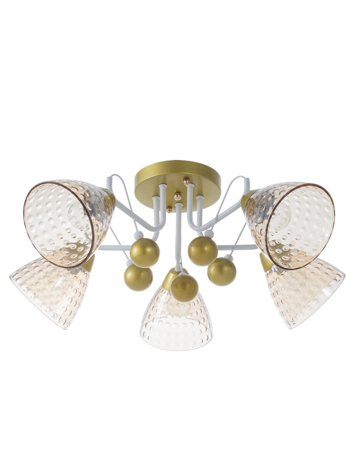 Люстра 12233/5, 5хE27, 60 Вт, золото/белый - Фото 1