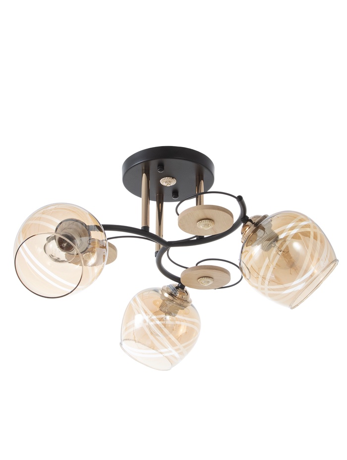 Люстра 13186/3, 3хE27, 60 Вт, чёрный/золото - Фото 1