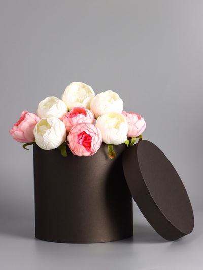 Подарочная шляпная коробка, чёрная, круглая, 23×23 см