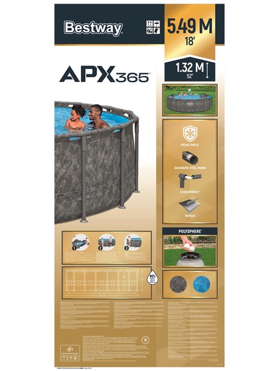 Бассейн каркасный Steel Pro Max, 549×132 см, фильтр-насос, лестница, тент, круглый, 561KC Bestway