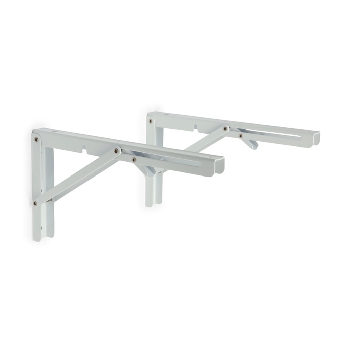 УЦЕНКА Кронштейн складной для столов и полок ТУНДРА, 2 шт., длина 300 мм, сталь, цвет белый - Фото 1