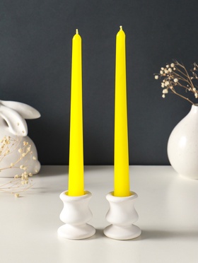 Набор свечей античных, 2,3х 24,5 см, 5 ч, 55 г, 2 штуки, жёлтый