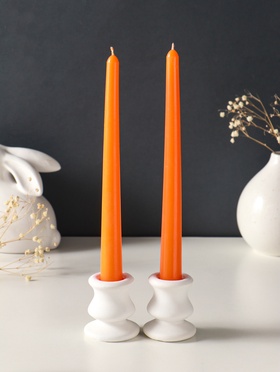 Набор свечей античных, 2,3х 24,5 см, 5 ч, 55 г, 2 штуки, оранжевый