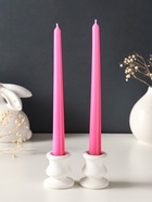 Набор свечей античных, 2,3х 24,5 см, 5 ч, 55 г, 2 штуки, тёмно-розовый - фото 68181309