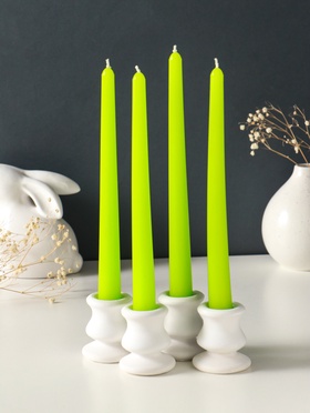 Набор свечей античных, 2,3х 24,5 см, 5 ч, 55 г, 4 штуки, зелёный