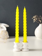 Набор свечей витых, 2,3х 24,5 см, 5 ч, 50 г, 2 штуки, жёлтый - фото 68181333