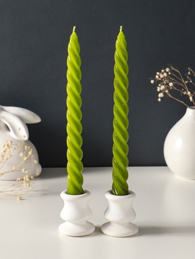 Набор свечей витых, 2,3х 24,5 см, 5 ч, 50 г, 2 штуки, оливковый