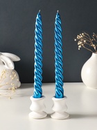 Набор свечей витых, 2,3х 24,5 см, 5 ч, 50 г, 2 штуки, синий металлик - фото 68181344