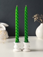 Набор свечей витых, 2,3х 24,5 см, 5 ч, 50 г, 2 штуки, тёмно-зелёный - фото 68181352