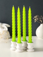 Набор свечей витых, 2,3х 24,5 см, 5 ч, 50 г, 4 штуки, зелёный - фото 68181360
