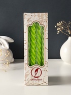 Набор свечей витых, 2,3х 24,5 см, 5 ч, 50 г, 4 штуки, зелёный - фото 68181362