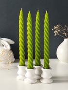 Набор свечей витых, 2,3х 24,5 см, 5 ч, 50 г, 4 штуки, оливковый - фото 68181364