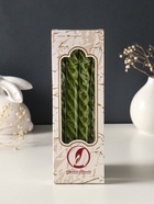 Набор свечей витых, 2,3х 24,5 см, 5 ч, 50 г, 4 штуки, оливковый - фото 68181366