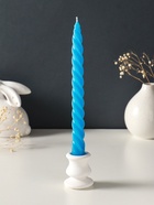 Набор свечей витых, 2,3х 24,5 см, 5 ч, 50 г, 4 штуки, синий - фото 68181369