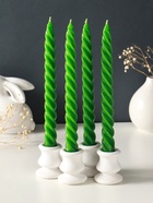 Набор свечей витых, 2,3х 24,5 см, 5 ч, 50 г, 4 штуки, тёмно-зелёный - фото 68181376