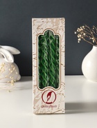 Набор свечей витых, 2,3х 24,5 см, 5 ч, 50 г, 4 штуки, тёмно-зелёный - фото 68181378