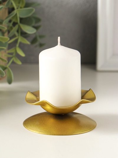 Металлический подсвечник на 1 свечу «Кувшинка», 7.3×3.5 см, под золото