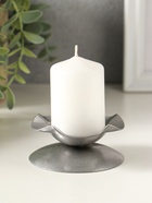 Подсвечник "Кувшинка Н" металл 7,3х3,5 см, серебро - фото 68181384