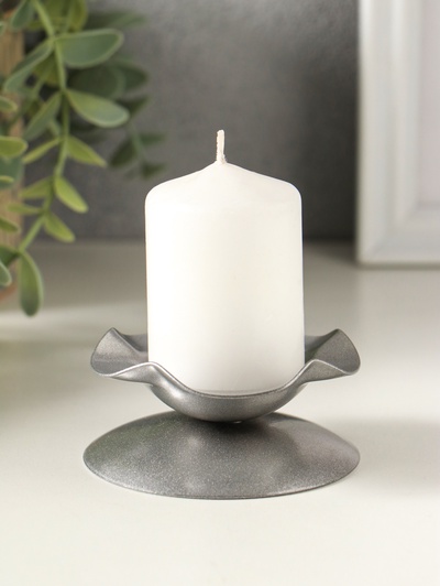 Металлический подсвечник на 1 свечу «Кувшинка», 7.3×3.5 см, под серебро