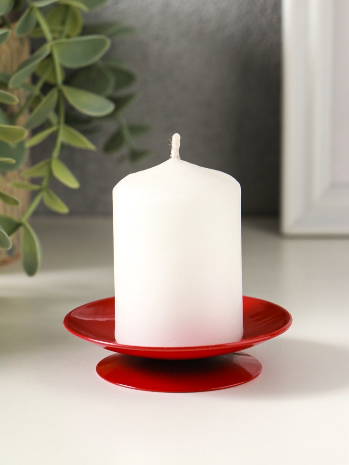 Металлический подсвечник на 1 свечу «Лотос», 7.5 см, красный - Фото 1