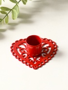 Металлический подсвечник на 1 свечу «Сердечко кружевное», 7×7.8×2.7 см, красный - Фото 2