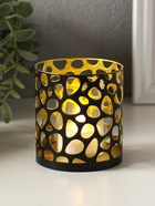 Подсвечник "Цилиндр №2" металл 7,5х7,5х8 см, черный с золотом - фото 68181399