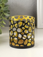 Подсвечник "Цилиндр №2" металл 7,5х7,5х8 см, черный с золотом - фото 68181400