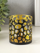 Подсвечник "Цилиндр №2" металл 7,5х7,5х8 см, черный с золотом - фото 68181401