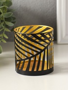 Подсвечник "Цилиндр №3" металл 7,5х7,5х8 см, черный с золотом - фото 68181404