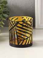 Подсвечник "Цилиндр №3" металл 7,5х7,5х8 см, черный с золотом - фото 68181405