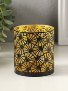 Подсвечник "Цилиндр №4" металл 7,5х7,5х8 см, черный с золотом - фото 68181408